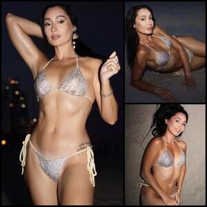 Boutique Diamanté Rhinestone Handmade Embellished Bikini SZ L $249